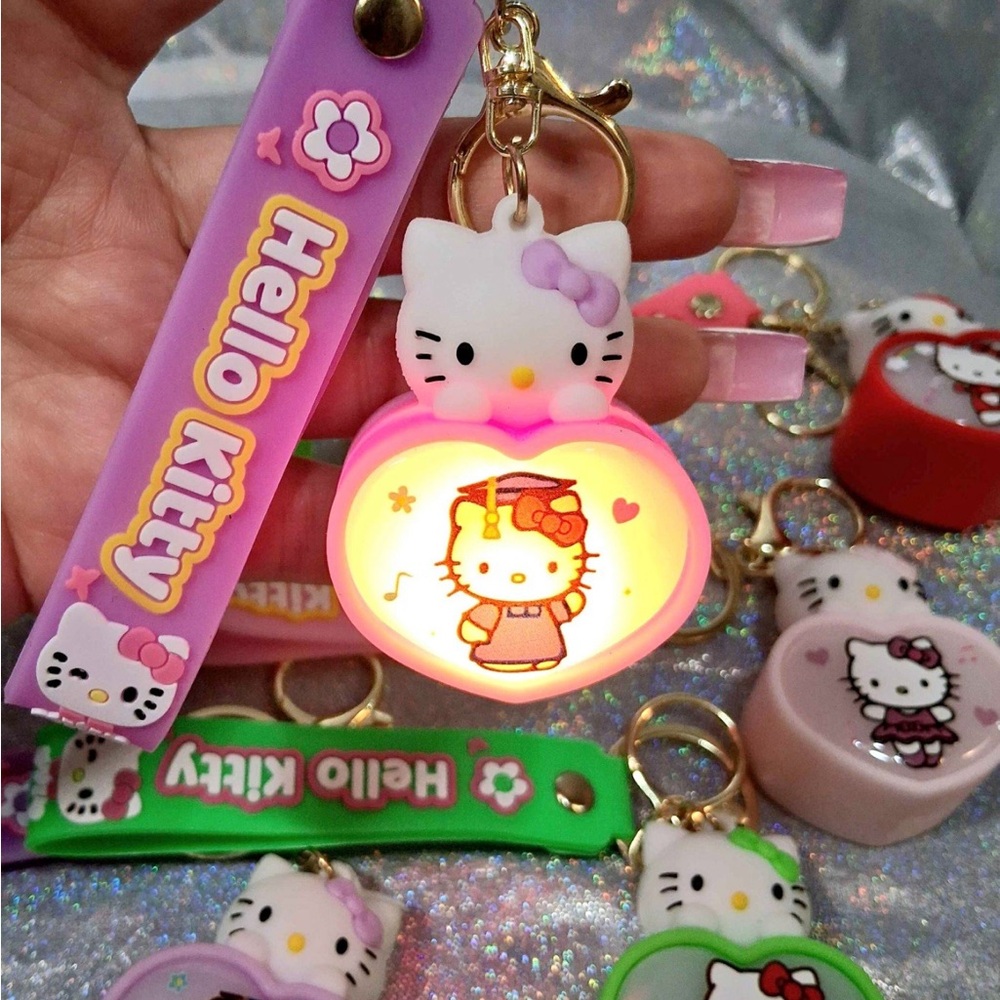 Hello Kitty Pink and White Light-Up Keychain